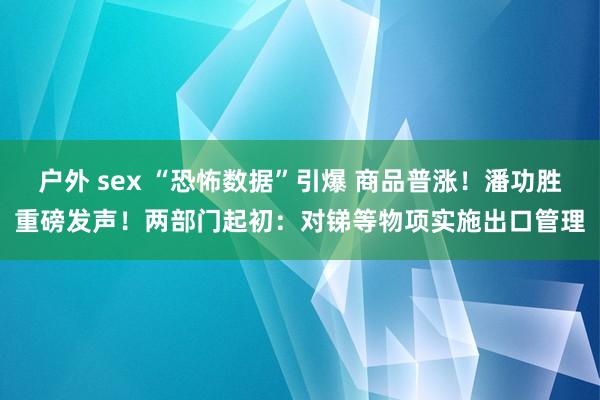 户外 sex “恐怖数据”引爆 商品普涨！潘功胜重磅发声！两部门起初：对锑等物项实施出口管理