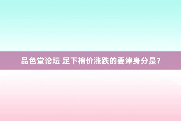 品色堂论坛 足下棉价涨跌的要津身分是？