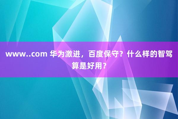 www..com 华为激进，百度保守？什么样的智驾算是好用？