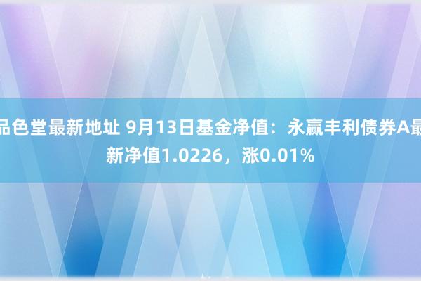 品色堂最新地址 9月13日基金净值：永赢丰利债券A最新净值1.0226，涨0.01%