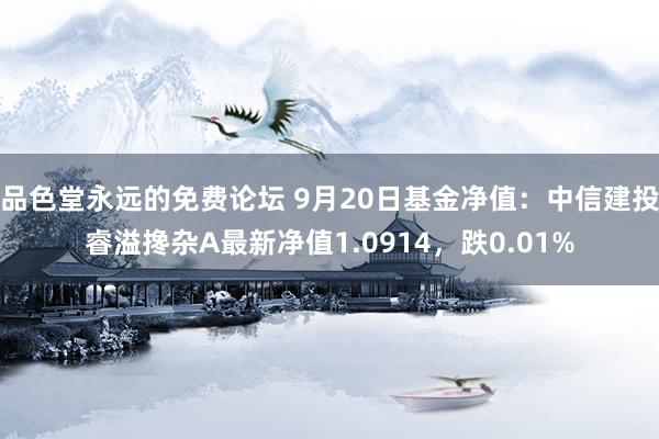 品色堂永远的免费论坛 9月20日基金净值：中信建投睿溢搀杂A最新净值1.0914，跌0.01%