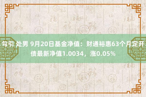 勾引 处男 9月20日基金净值：财通裕惠63个月定开债最新净值1.0034，涨0.05%