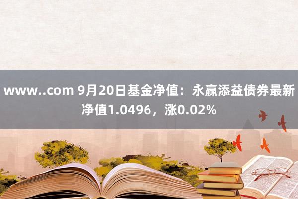 www..com 9月20日基金净值：永赢添益债券最新净值1.0496，涨0.02%