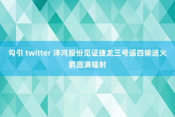 勾引 twitter 洋河股份见证捷龙三号遥四输送火箭圆满辐射