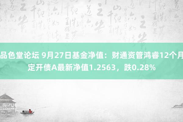 品色堂论坛 9月27日基金净值：财通资管鸿睿12个月定开债A最新净值1.2563，跌0.28%