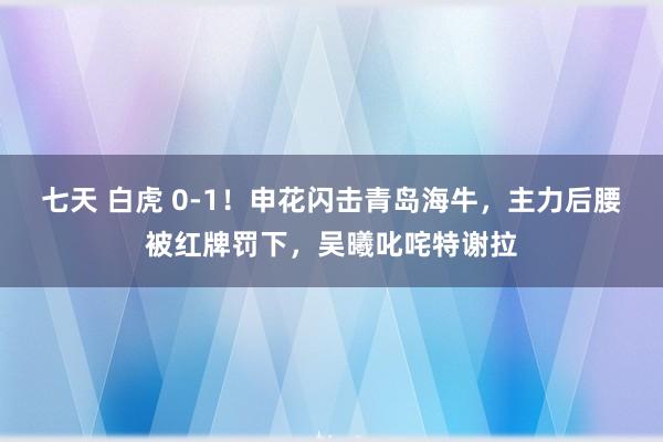 七天 白虎 0-1！申花闪击青岛海牛，主力后腰被红牌罚下，吴曦叱咤特谢拉