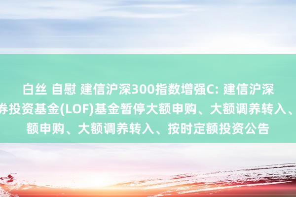 白丝 自慰 建信沪深300指数增强C: 建信沪深300指数增强型证券投资基金(LOF)基金暂停大额申购、大额调养转入、按时定额投资公告