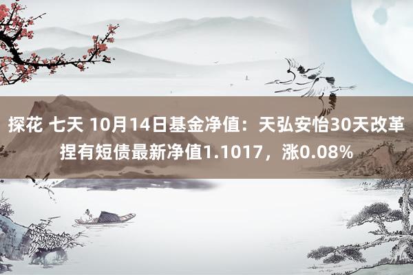 探花 七天 10月14日基金净值：天弘安怡30天改革捏有短债最新净值1.1017，涨0.08%