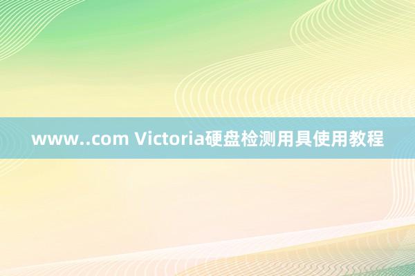 www..com Victoria硬盘检测用具使用教程