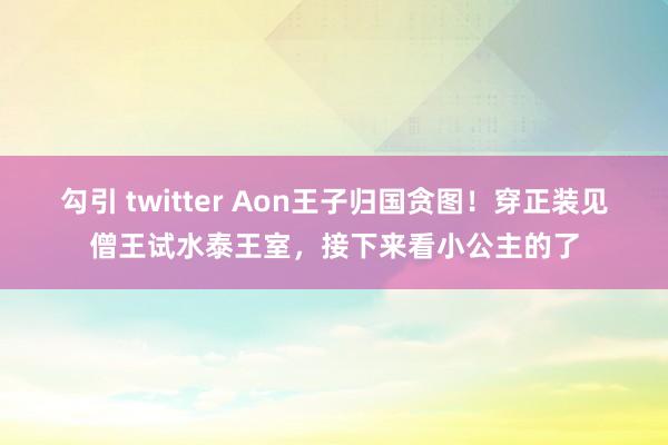 勾引 twitter Aon王子归国贪图！穿正装见僧王试水泰王室，接下来看小公主的了