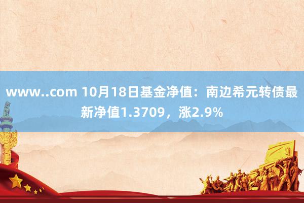 www..com 10月18日基金净值：南边希元转债最新净值1.3709，涨2.9%