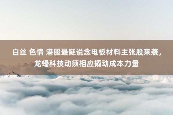 白丝 色情 港股最隧说念电板材料主张股来袭，龙蟠科技动须相应撬动成本力量