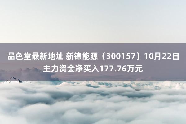 品色堂最新地址 新锦能源（300157）10月22日主力资金净买入177.76万元