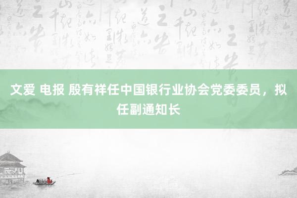 文爱 电报 殷有祥任中国银行业协会党委委员，拟任副通知长