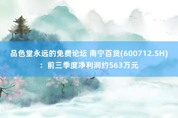 品色堂永远的免费论坛 南宁百货(600712.SH)：前三季度净利润约563万元