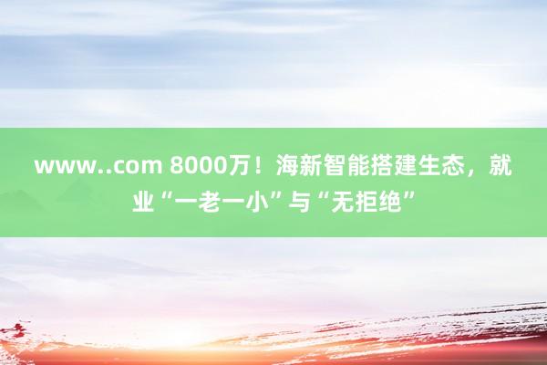 www..com 8000万！海新智能搭建生态，就业“一老一小”与“无拒绝”