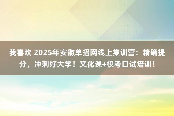 我喜欢 2025年安徽单招网线上集训营：精确提分，冲刺好大学！文化课+校考口试培训！