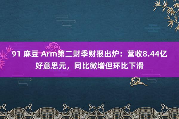 91 麻豆 Arm第二财季财报出炉：营收8.44亿好意思元，同比微增但环比下滑