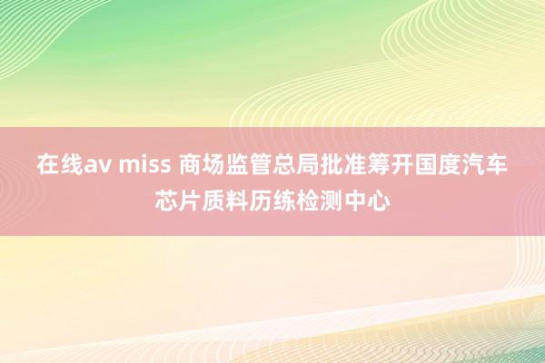 在线av miss 商场监管总局批准筹开国度汽车芯片质料历练检测中心