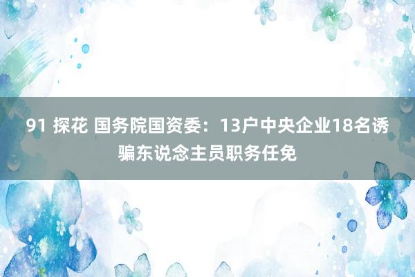 91 探花 国务院国资委：13户中央企业18名诱骗东说念主员职务任免