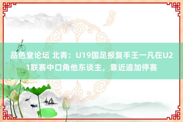 品色堂论坛 北青：U19国足报复手王一凡在U21联赛中口角他东谈主，靠近追加停赛