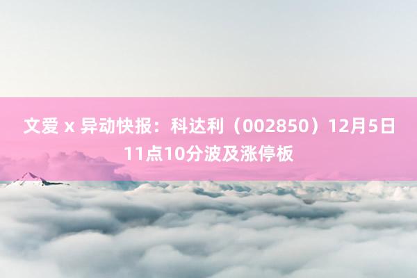 文爱 x 异动快报：科达利（002850）12月5日11点10分波及涨停板