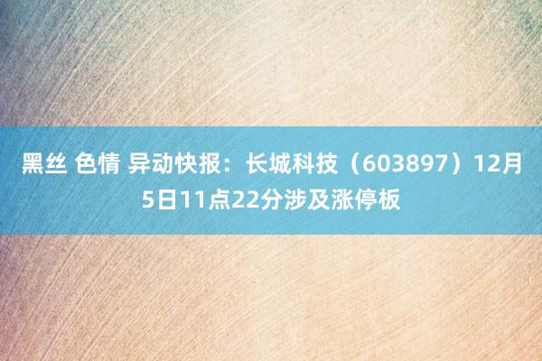 黑丝 色情 异动快报：长城科技（603897）12月5日11点22分涉及涨停板