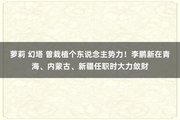 萝莉 幻塔 曾栽植个东说念主势力！李鹏新在青海、内蒙古、新疆任职时大力敛财