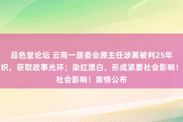 品色堂论坛 云南一居委会原主任涉黑被判25年：诓骗组织，获取政事光环；染红漂白，形成紧要社会影响！案情公布