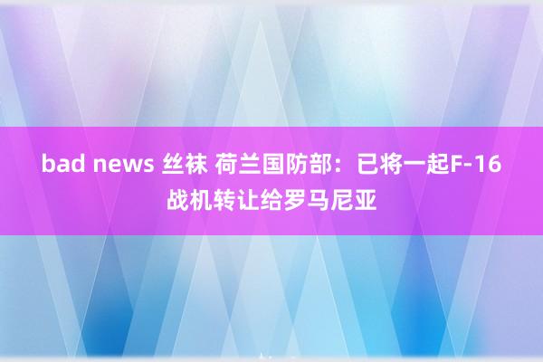 bad news 丝袜 荷兰国防部：已将一起F-16战机转让给罗马尼亚