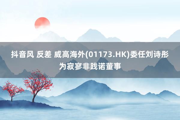 抖音风 反差 威高海外(01173.HK)委任刘诗彤为寂寥非践诺董事