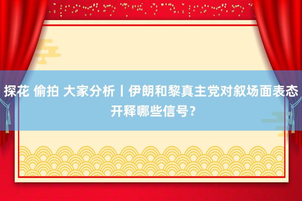 探花 偷拍 大家分析丨伊朗和黎真主党对叙场面表态 开释哪些信号？