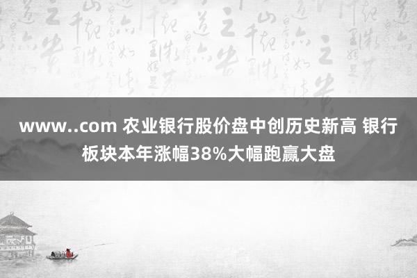 www..com 农业银行股价盘中创历史新高 银行板块本年涨幅38%大幅跑赢大盘