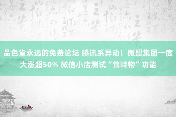 品色堂永远的免费论坛 腾讯系异动！微盟集团一度大涨超50% 微信小店测试“耸峙物”功能