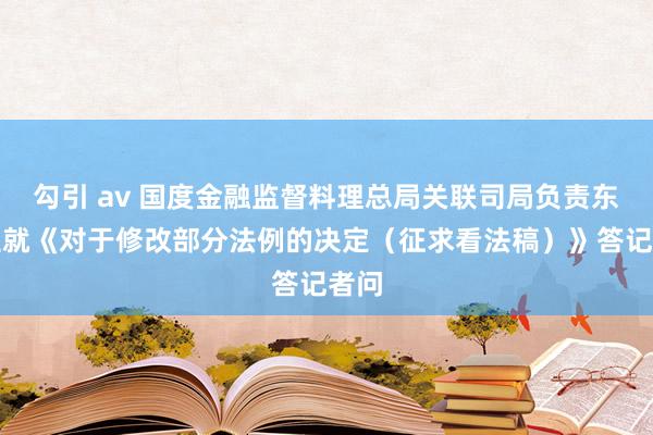 勾引 av 国度金融监督料理总局关联司局负责东谈主就《对于修改部分法例的决定（征求看法稿）》答记者问