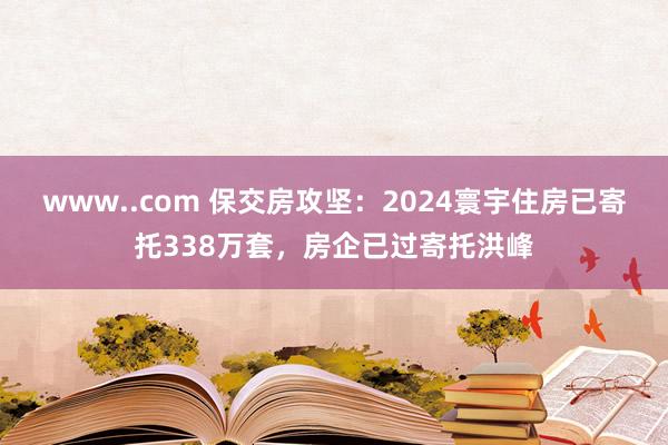 www..com 保交房攻坚：2024寰宇住房已寄托338万套，房企已过寄托洪峰