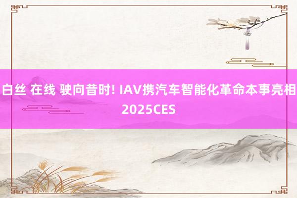 白丝 在线 驶向昔时! IAV携汽车智能化革命本事亮相2025CES