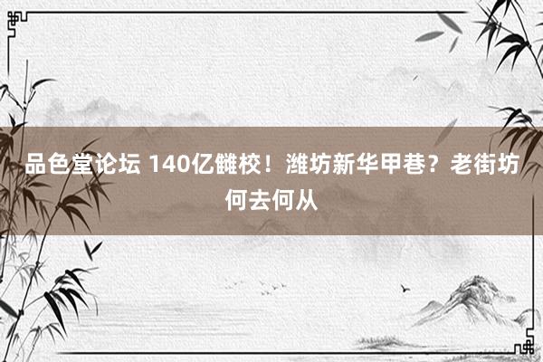 品色堂论坛 140亿雠校！潍坊新华甲巷？老街坊何去何从